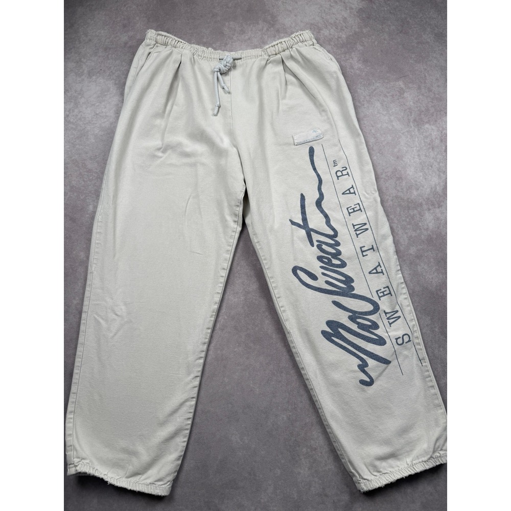 VTG 90s No Sweat Sweatwear Sugar Sack Cotton Pants Cream Mens One Size USA - Picture 6 of 16
